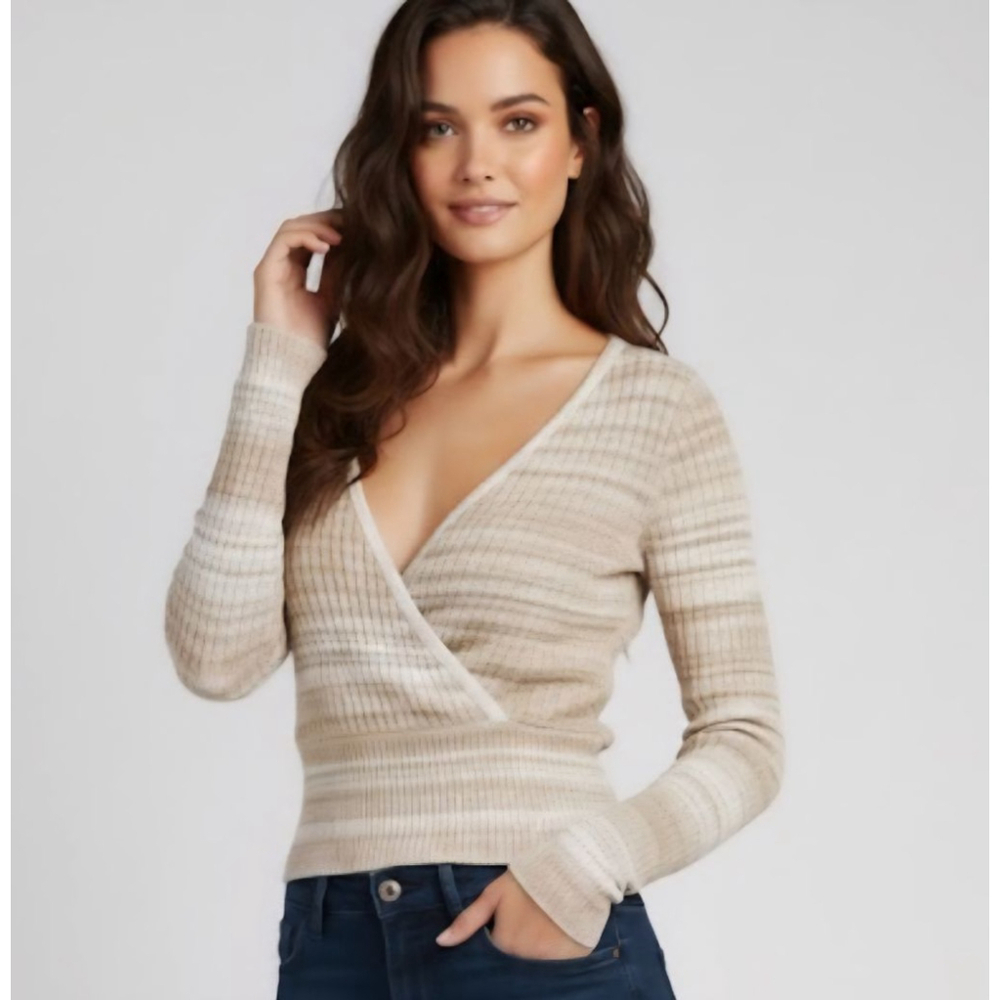 American Eagle Tan Striped Sweater Small